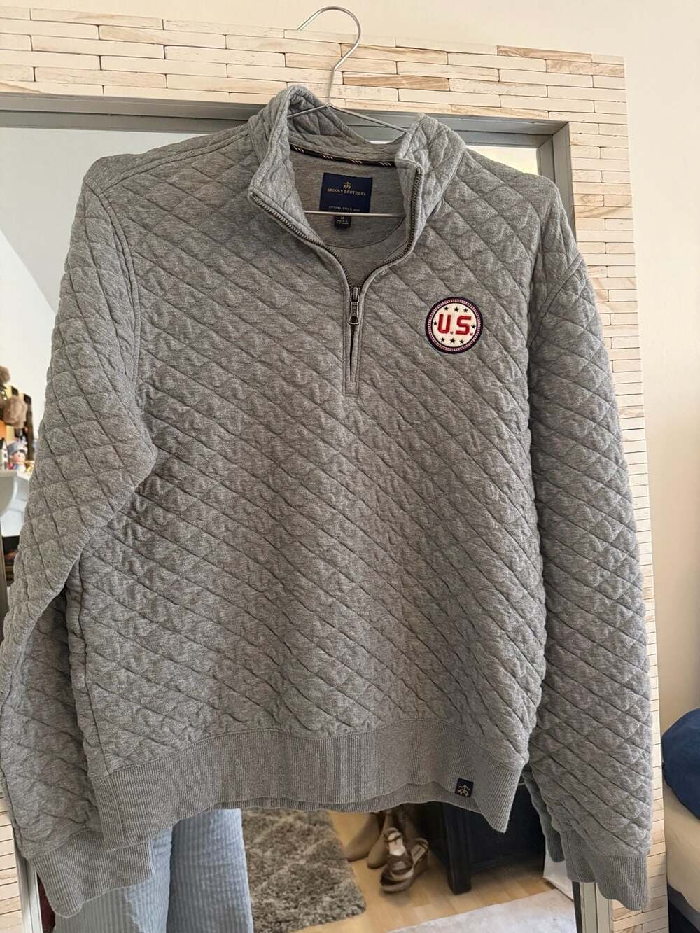 Brooks Brothers Quilted Quarter-Zip Pullover Sweatshirt Size M